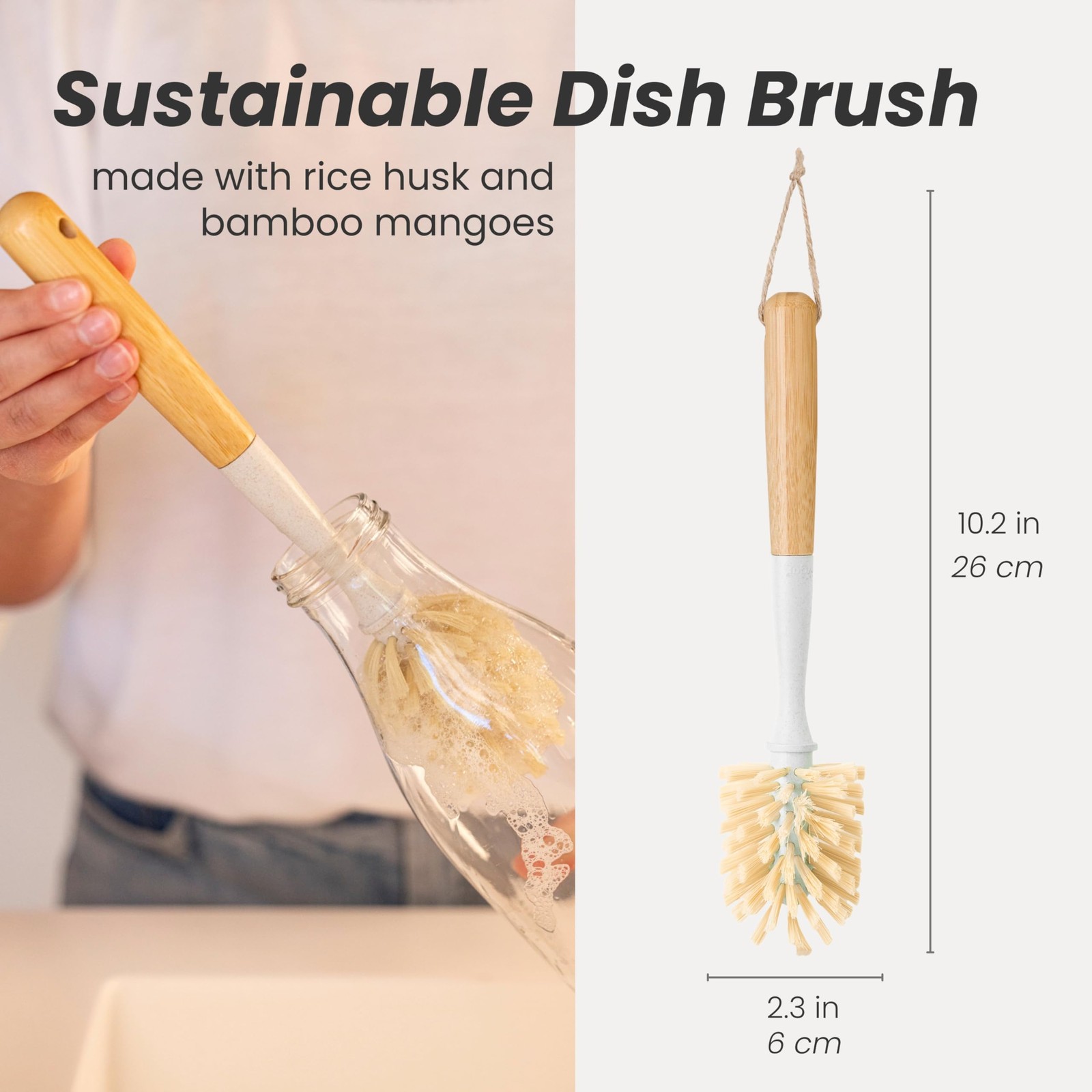 Vigar Zeroline 10.2″ Bamboo Bottle Brush With Long Handle – Water Bottle Brus…