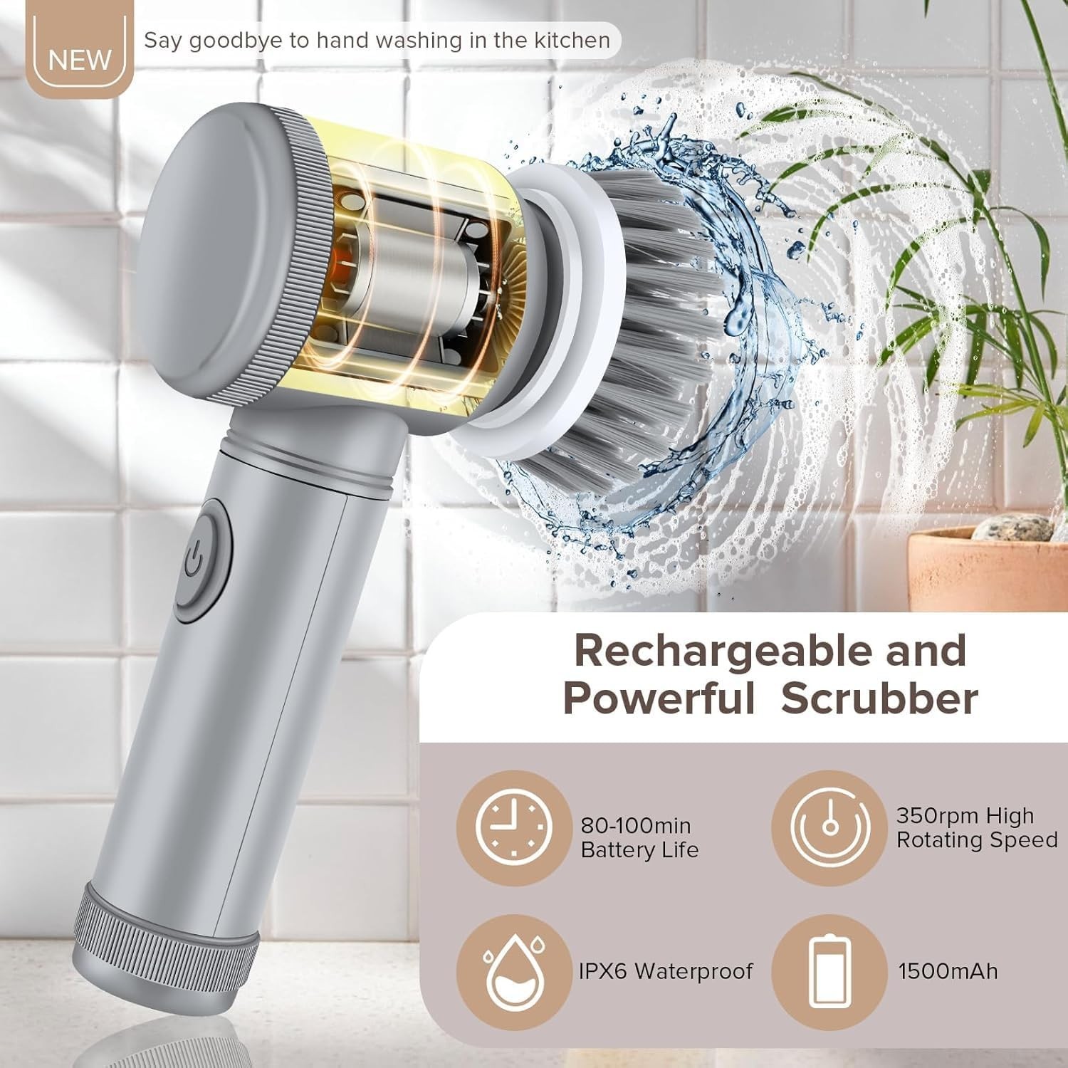 Electric Spin Scrubber – Shower Scrubber,Bathroom Scrubber Electric,for Clean…