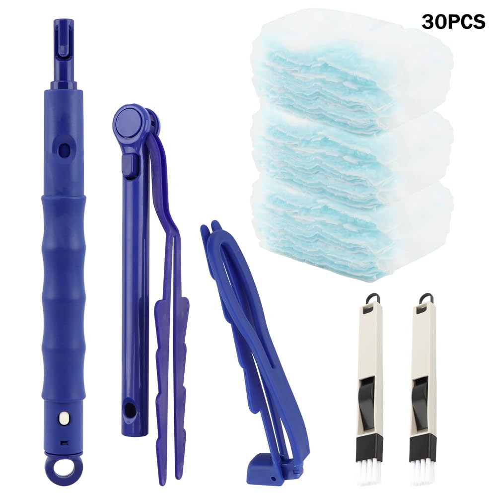 30 Count Heavy Duty Duster Refills with 2 Pcs Handles and Crevice Brushes Sta…