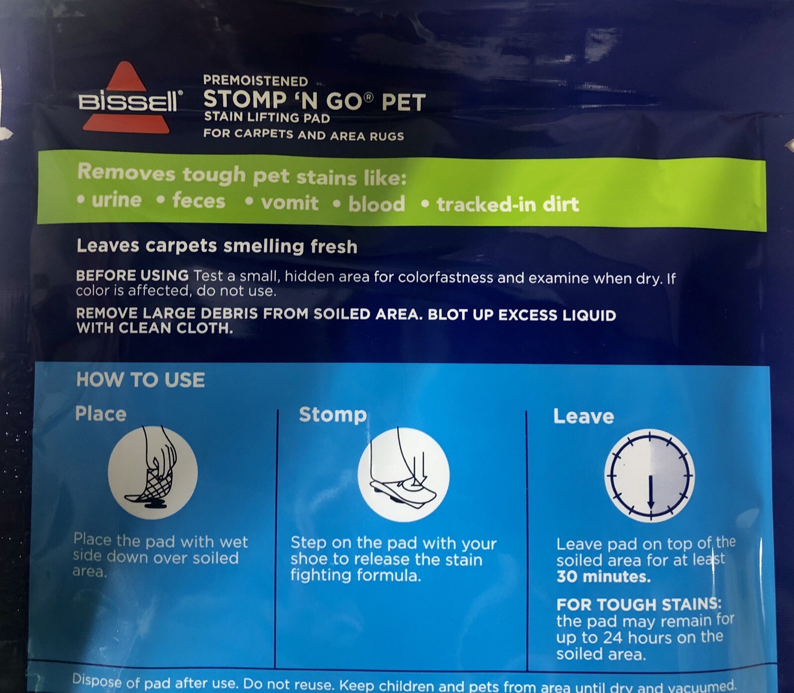 Bissel Stomp ‘N Go Pet Lifting Pads + Oxy Stain Carpet Rug Cleaning, 20 Pack
