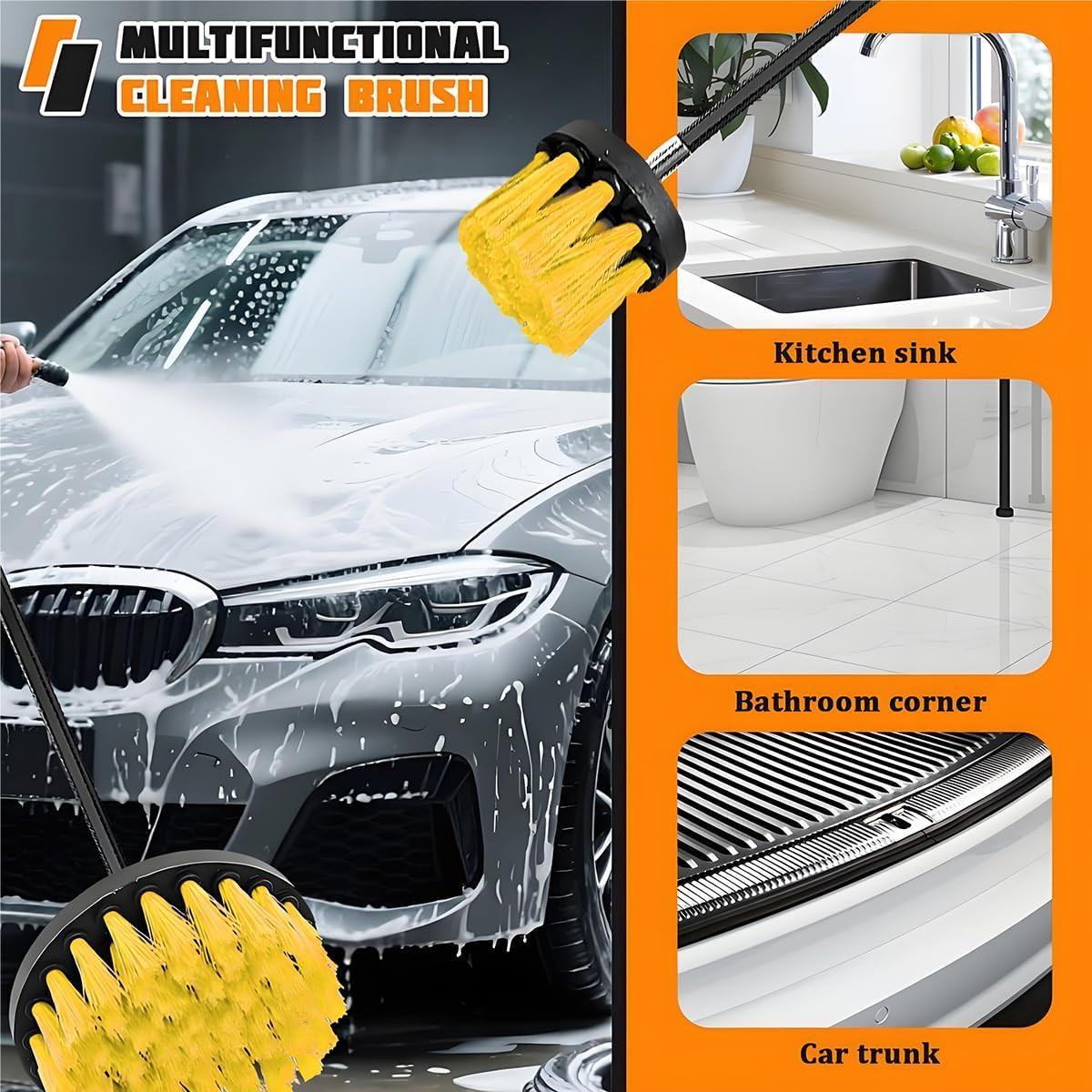 4Pcs/Set Car Drill Brush Attachment Set, Vehicle Drill Scrub Brushes Kit with Ex