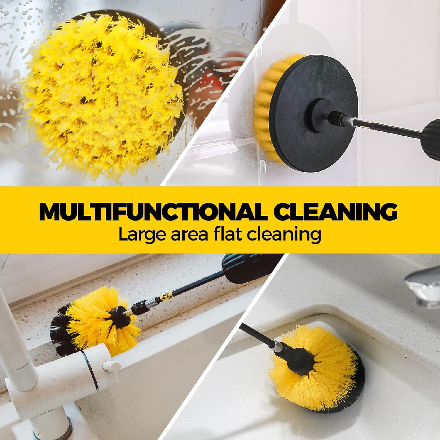 6Pack Drill Brush Power Scrubber Cleaning Brush Extended Long