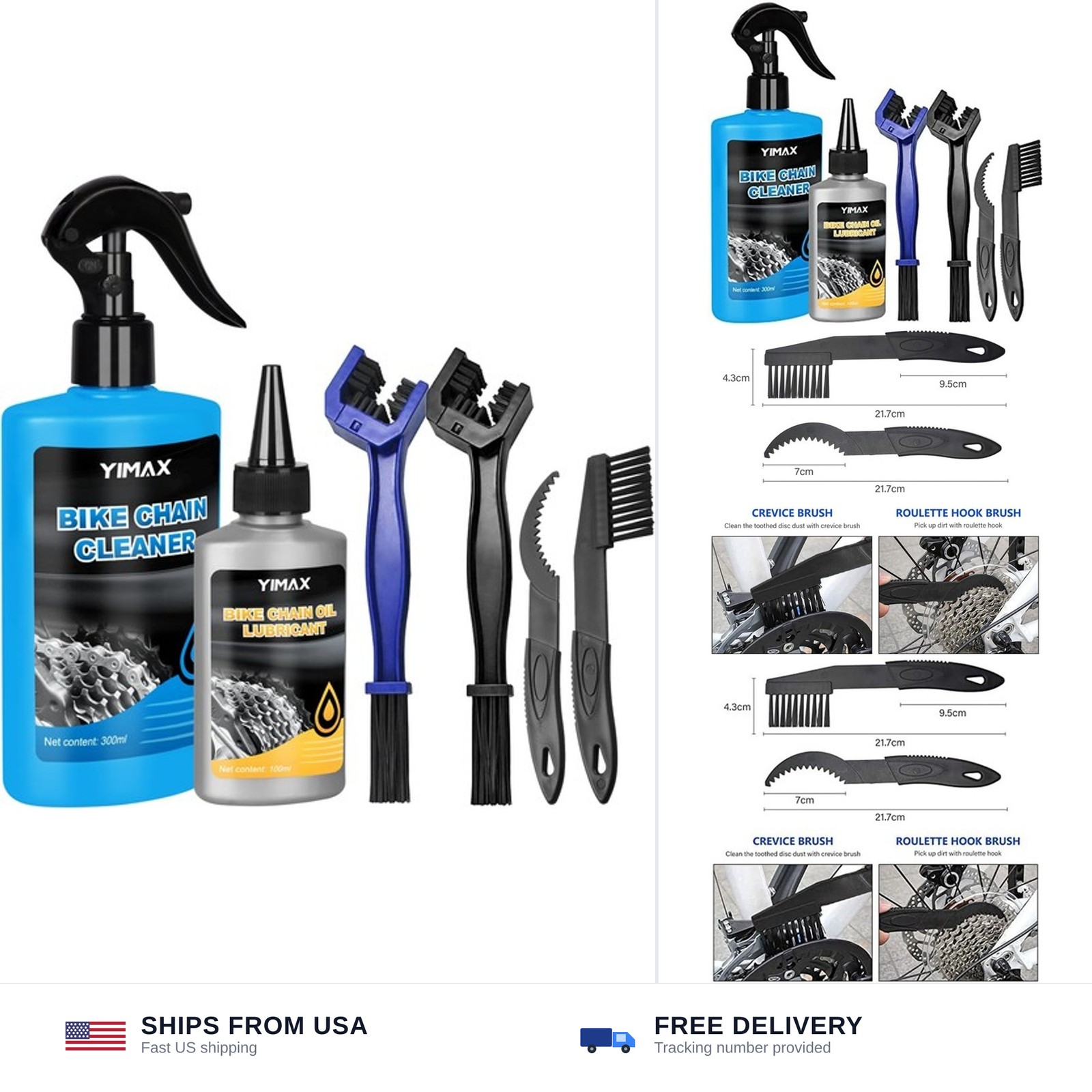 Bike Chain Cleaner Set, Bike Cleaners Bicycle Cleaning Kit 100ML Chain Lube a…