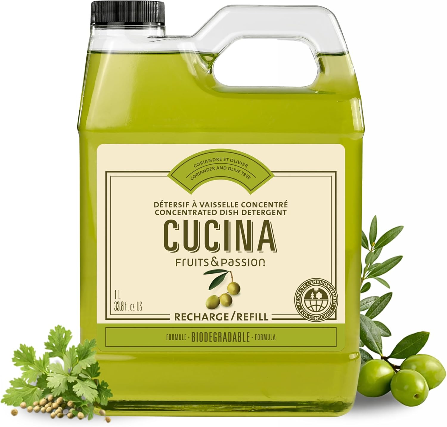 Dish Detergent Refills – 34 Fl. Oz.- Coriander and Olive Tree