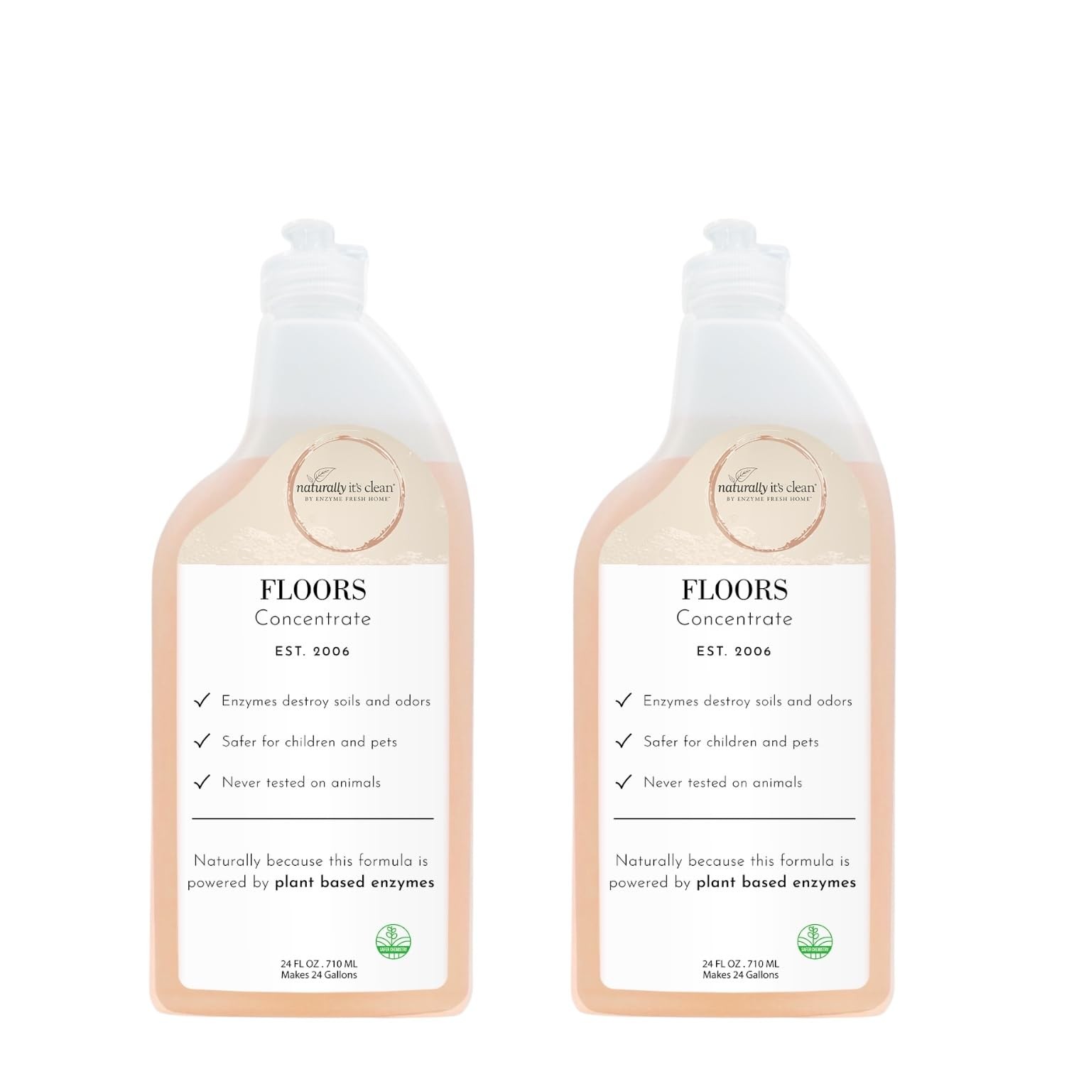 Floor Enzyme Floor Cleaner | 24 Gallon Rinse Free Concentrate | 2 Pack