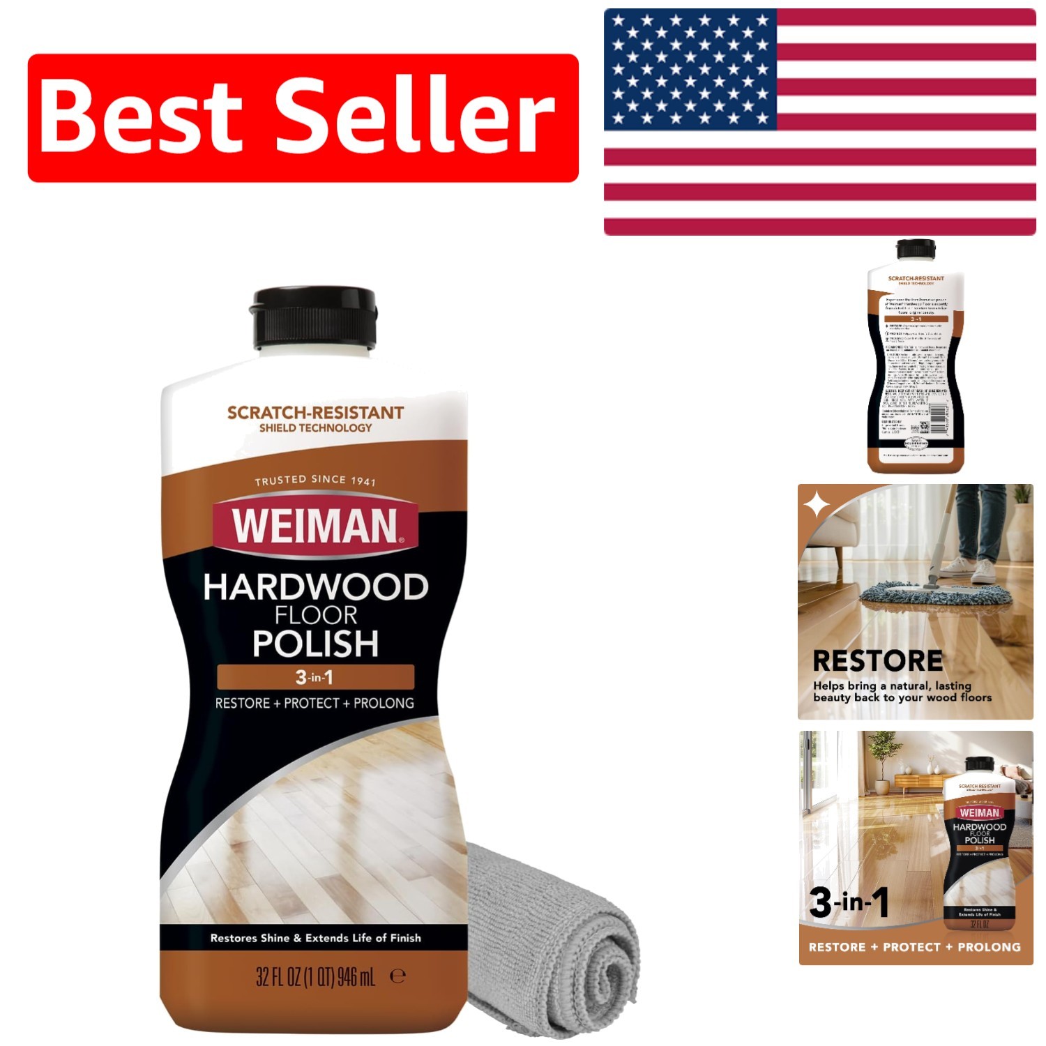 Micro-Filling Wood Floor Restorer 32 Oz – Eliminates Scratches & Enhances Shine