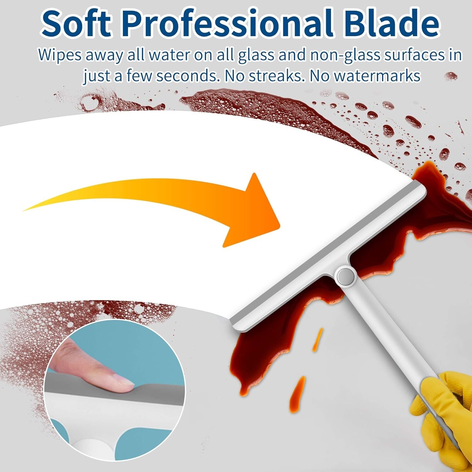 “Shower Squeegee for Glass Doors, Silicone Shower Squeegee for Shower Doors Wind