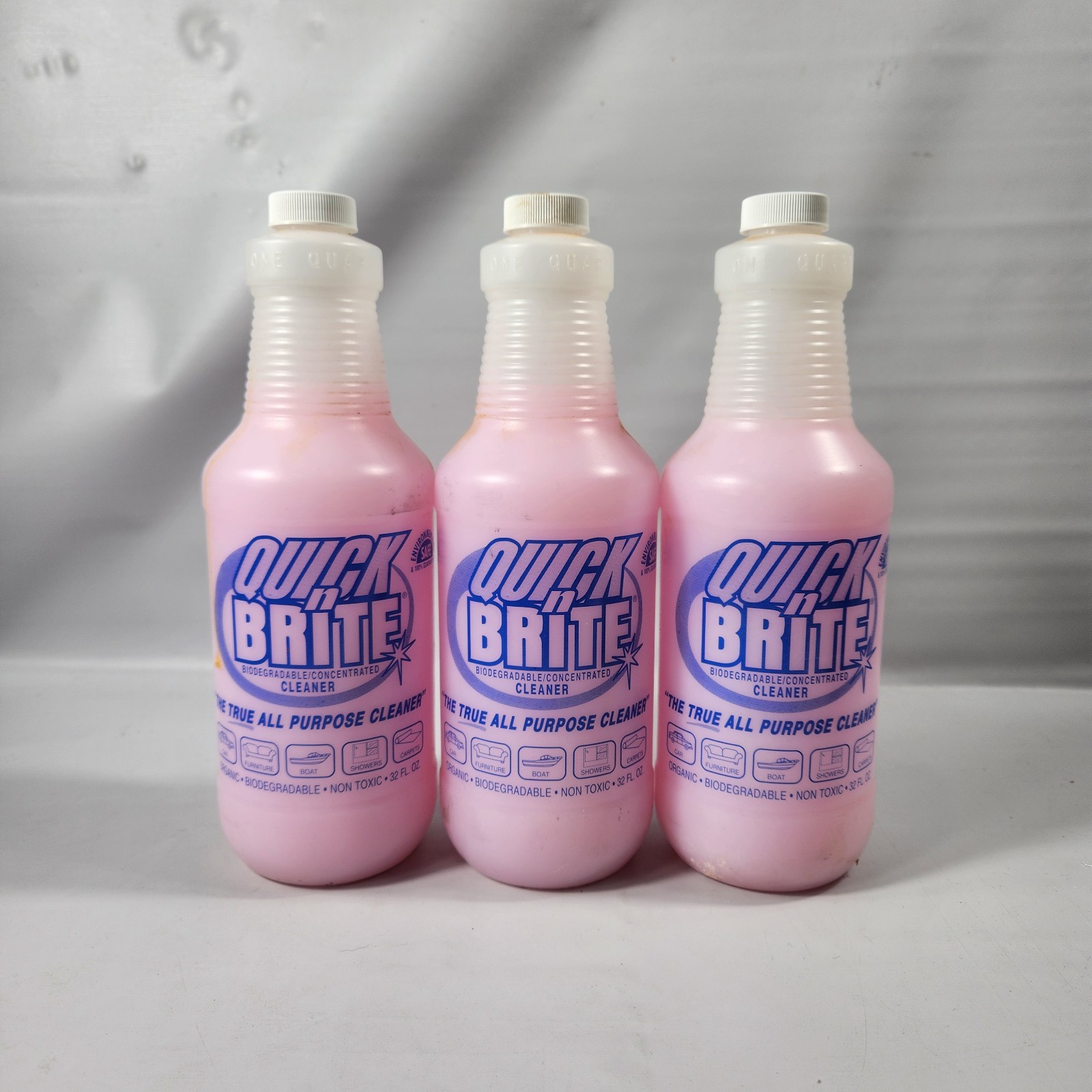 3 PACK Quick N Brite Biodegradable/Concentrated Cleaner 32 oz Organic Non Toxic