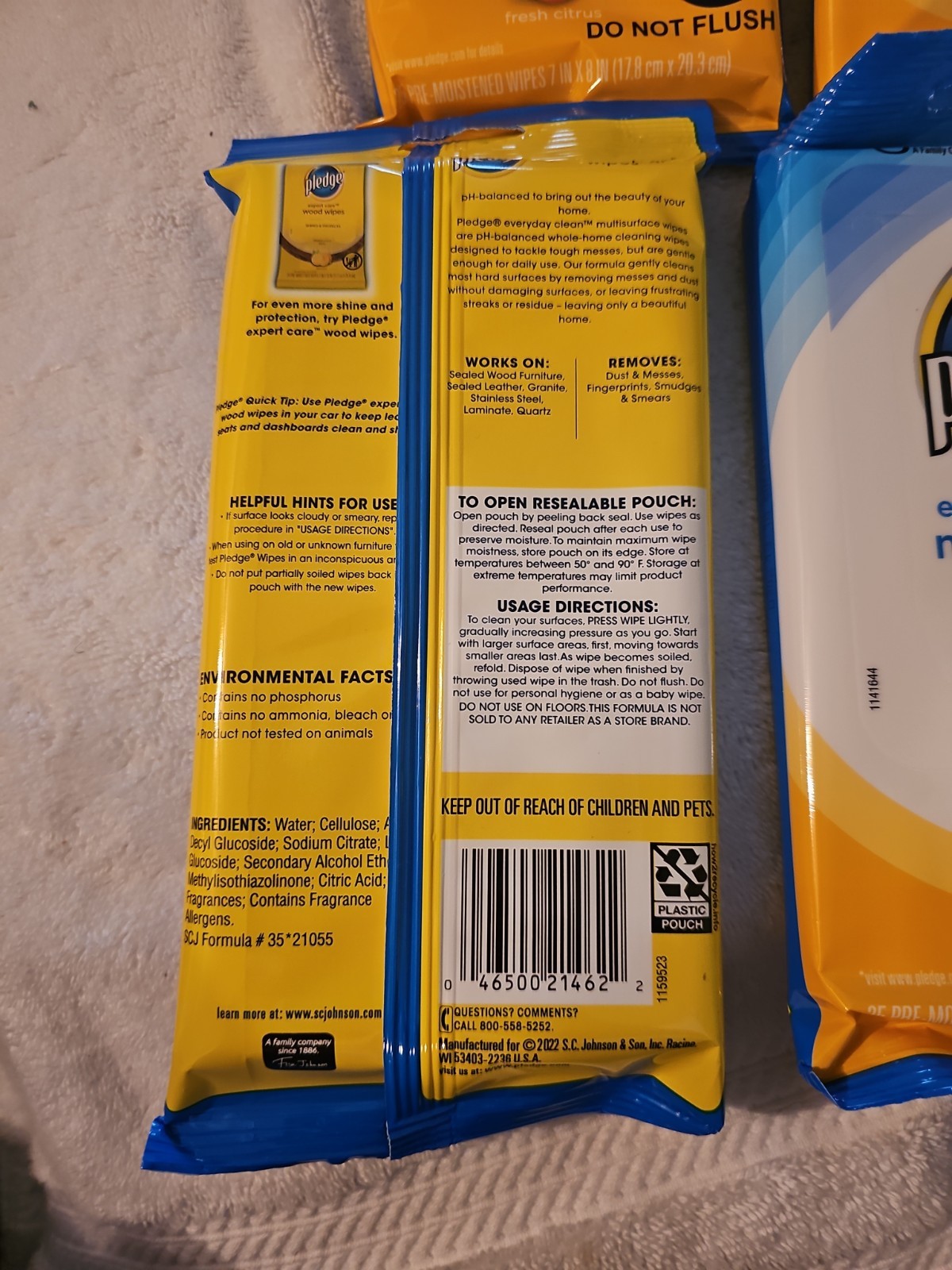 6)- Pledge Multi-Surface Wipes, Fresh Citrus 25ct NEW & Sealed