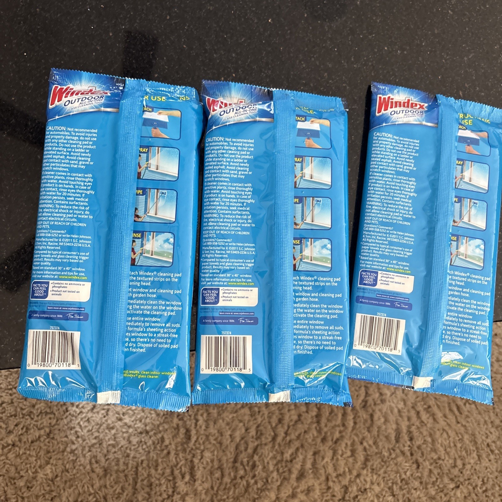 NEW 3 Windex Outdoor Glass Cleaning Pad Refills 6 Pads Total Sealed Discontined