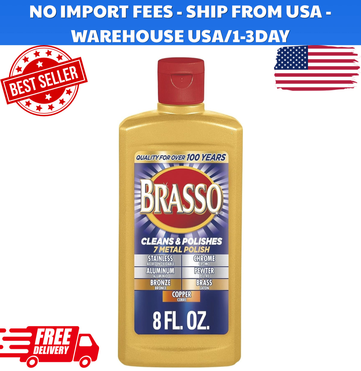 NEW Brasso-2660089334 Multi-Purpose Metal Polish, 8 oz(FAST SHIPPING)