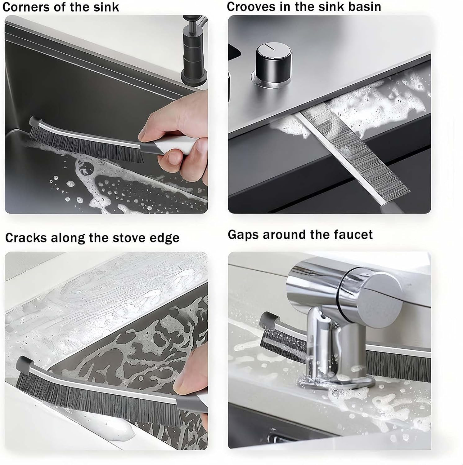 cepillos de limpieza para grietas rieles de ventanas azulejos y cocina kit 9 pz