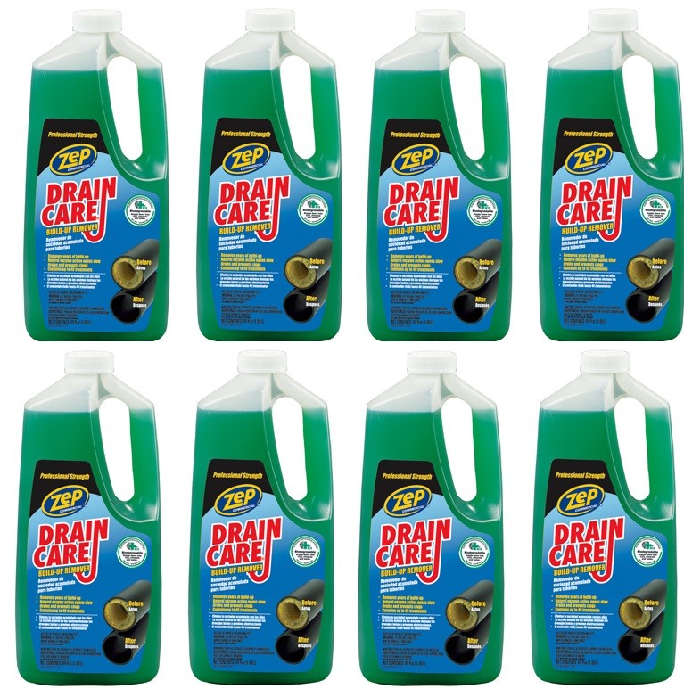 (8) ea Zep 64 oz Enzymatic Liquid Drain Care Build-Up Remover Cleaner ZLDC648