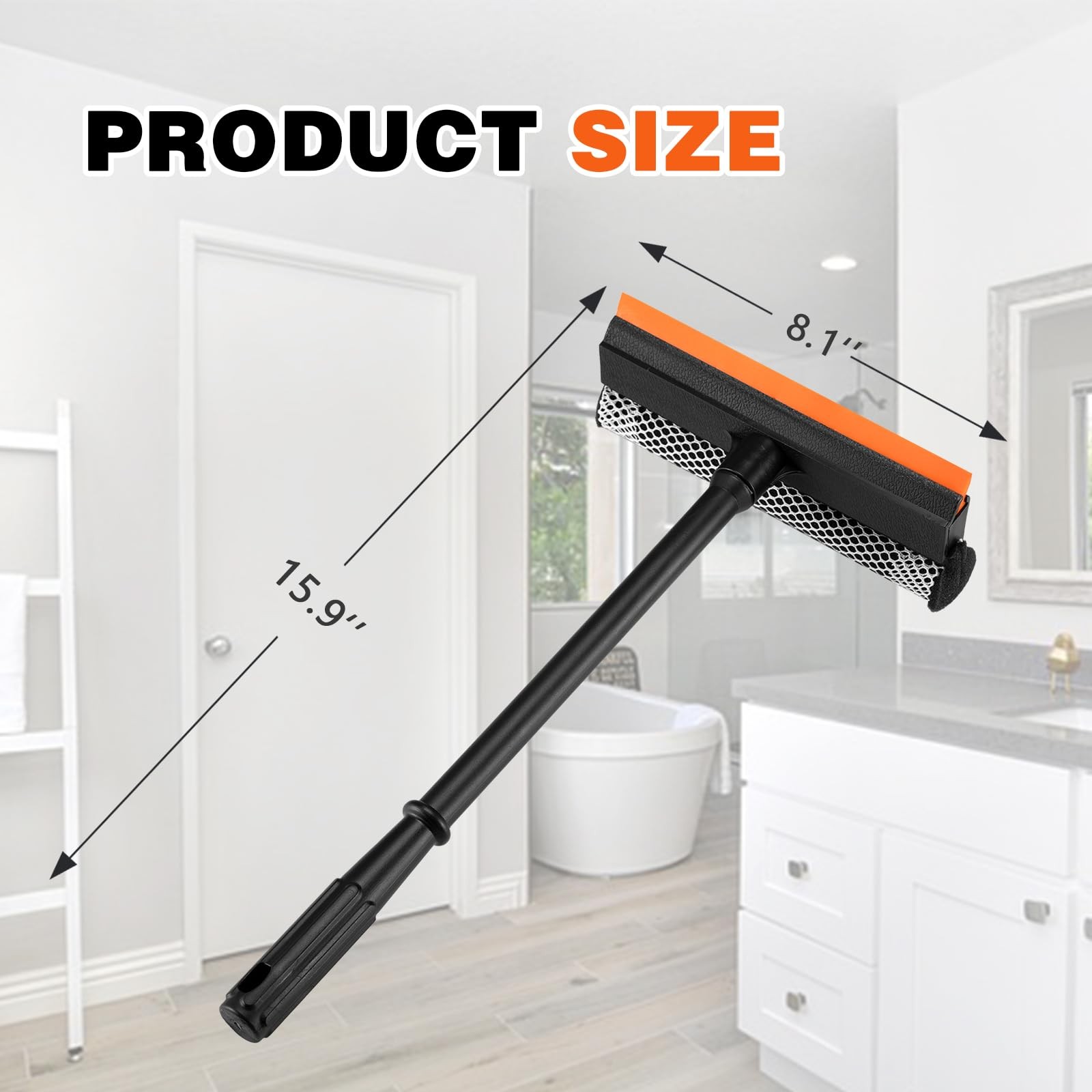 2-In-1 Window Squeegee with Sponge for Home Gas Station Shower Glass Door