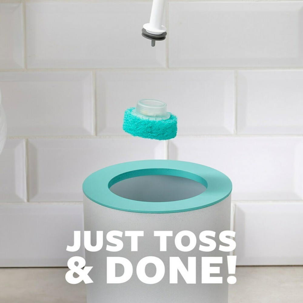 Toilet Cleaning System with 1 Brush Stand and 5 Reusable Scrubbing Pads