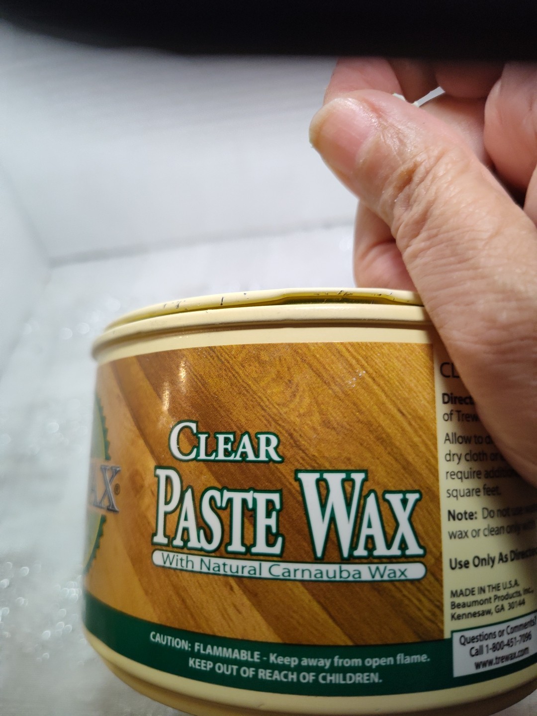 Used Original Trewax Clear Paste Wax Polish 12.35 Oz Can 70% Remaining