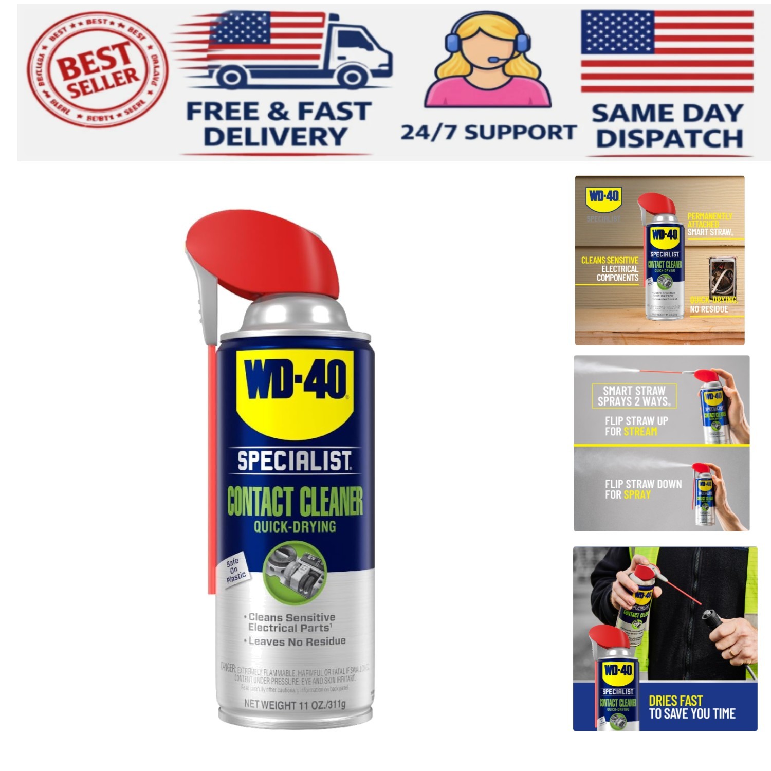 Residue-Free Specialist Contact Cleaner Spray 11 oz. | Quick-Drying Formula