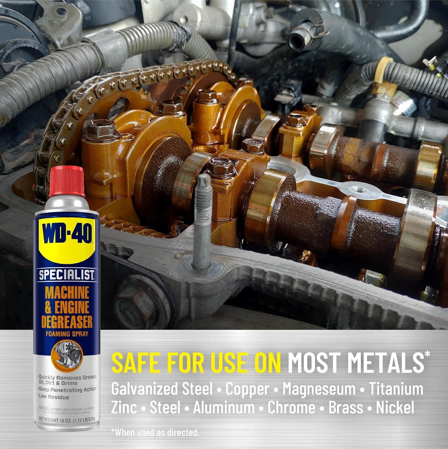 Industrial Strength Engine Degreaser Spray – Water-Based Foaming Formula, 18 OZ