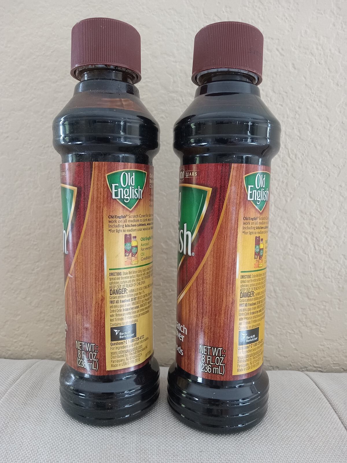 Two New Old English Scratch Cover For Dark Woods, Each Bottle 8 oz