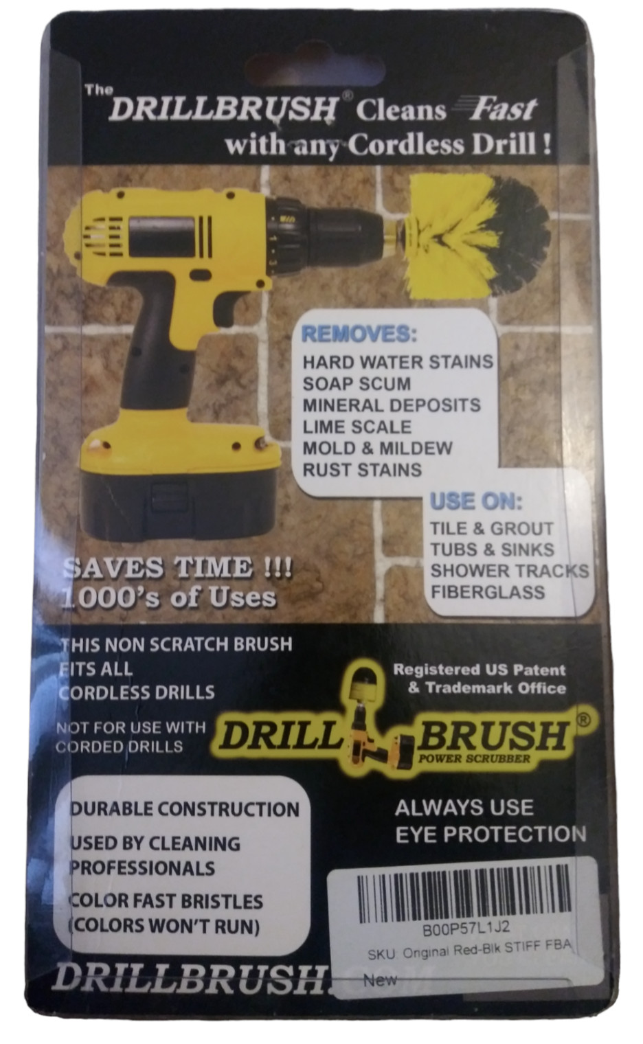 DRILL BRUSH POWER SCRUBBER Red/Black Bristle Power Cleaner Scrubber NEW