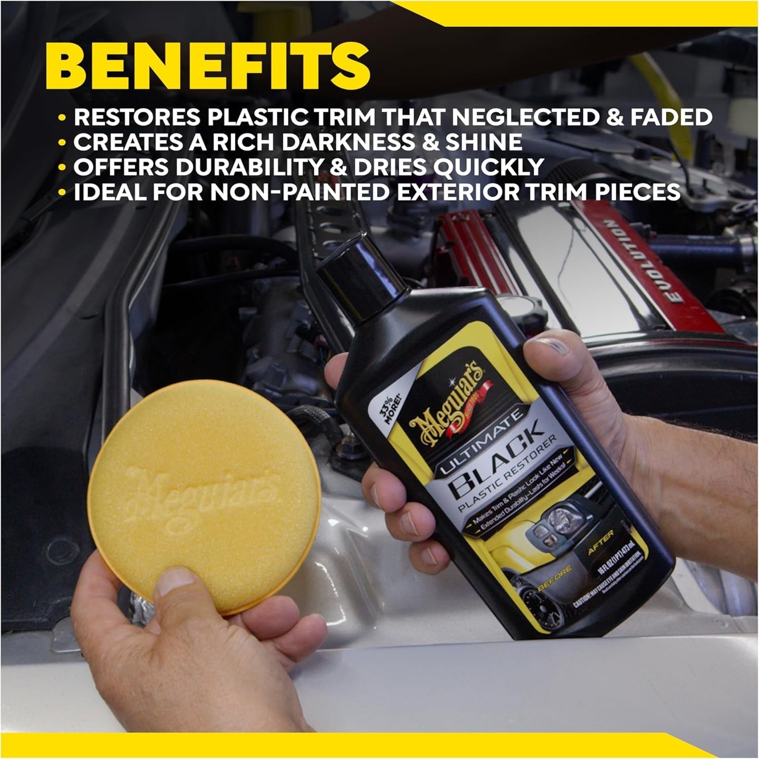 Black Trim & Plastic Restorer 16oz Long Lasting UV Protection for Cars