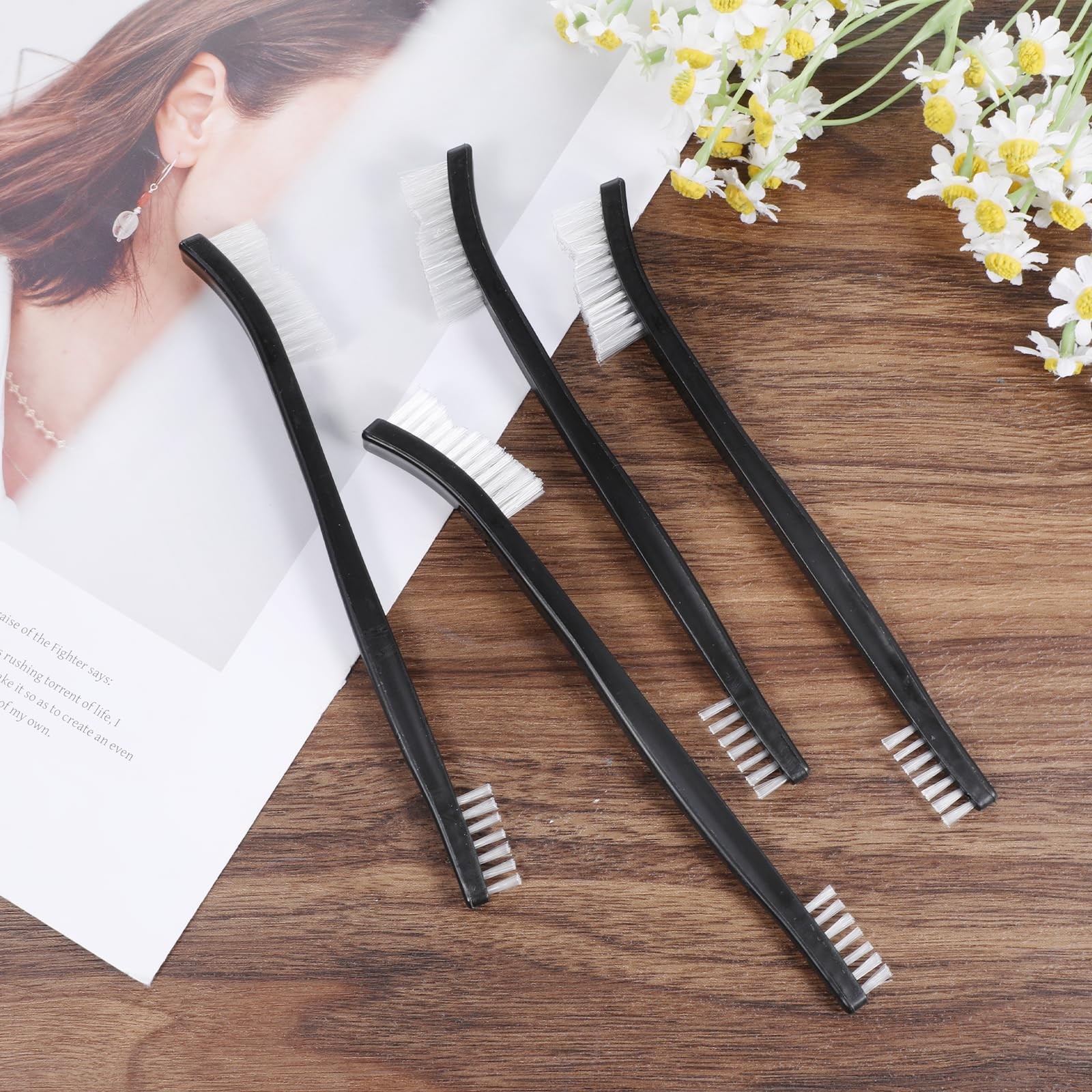4 Pcs Double-Ended Small Cleaning Brushes Detail Cleaning Brush for Jewelry