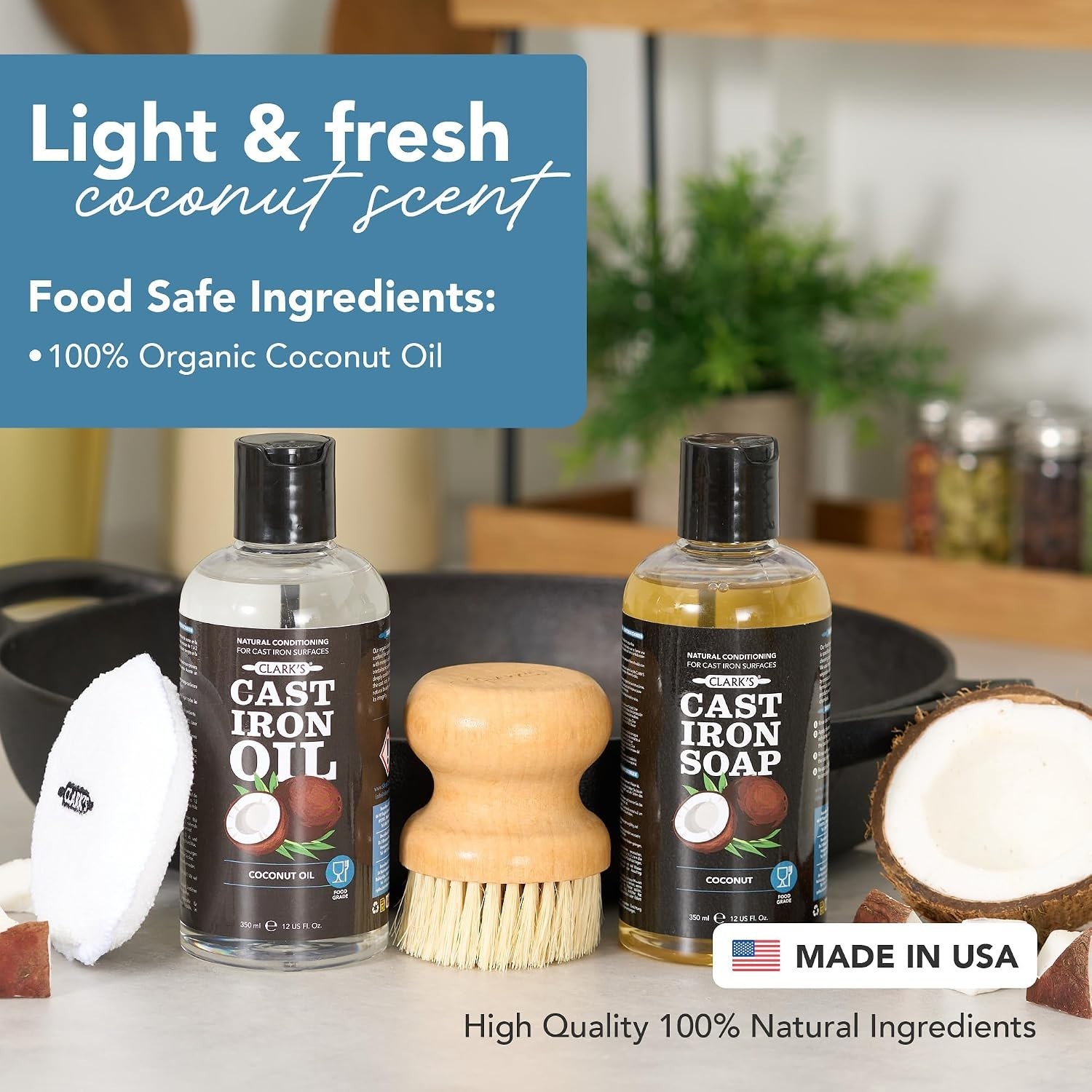 Complete Cast Iron Cleaning Kit with Seasoning Oil