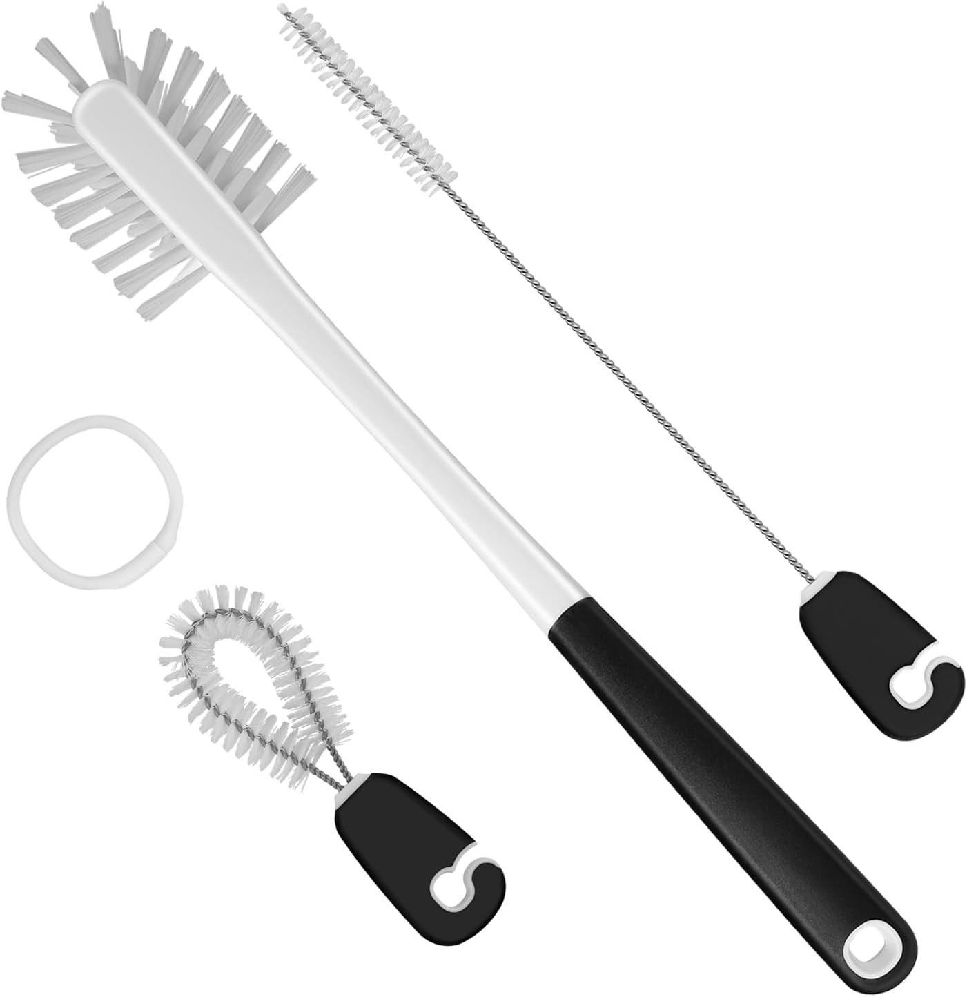 Three-in-one water bottle cleaning brush set.