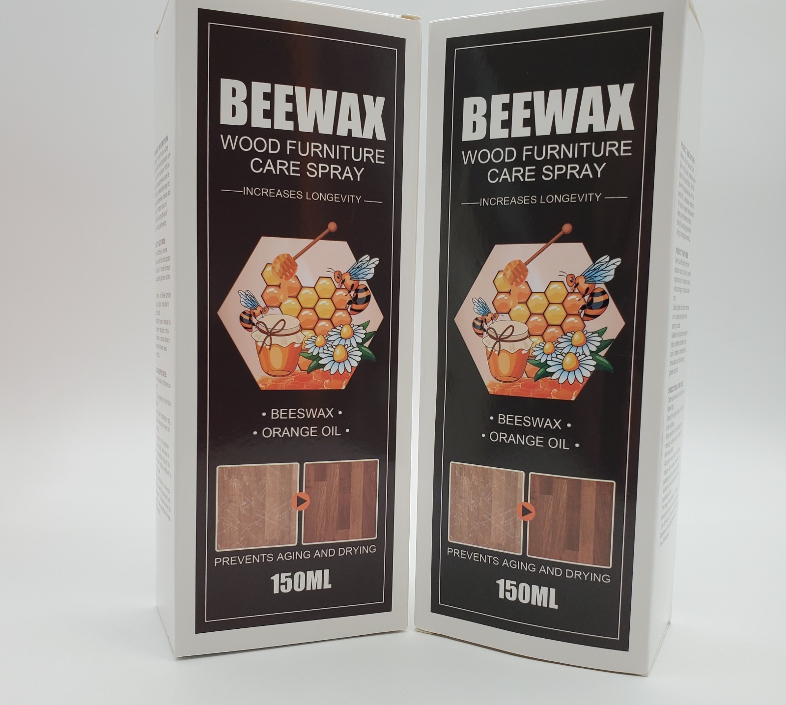 2 Beeswax Wood Furniture Care Spray 150ml Neutral Orange Oil Cleaner Polish