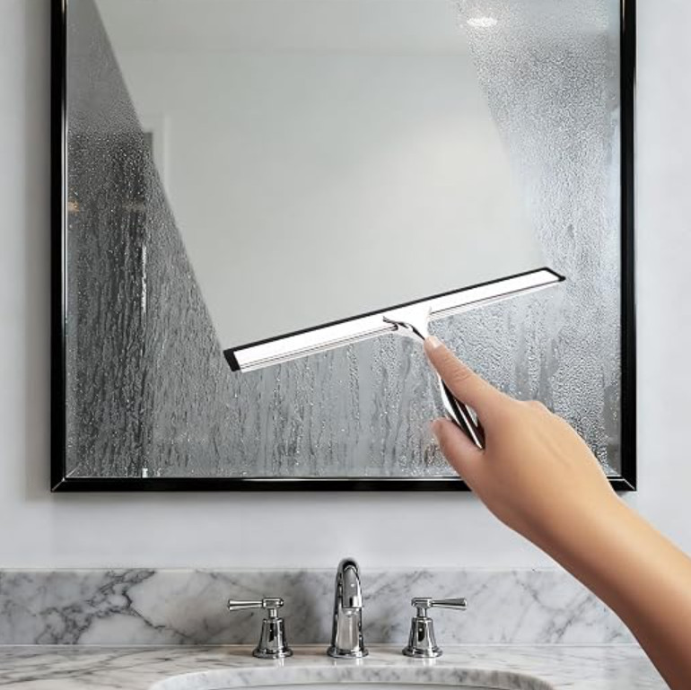 10″ Shower Squeegee Stainless Steel Glass Door Cleaner Window Mirror Tile Wiper