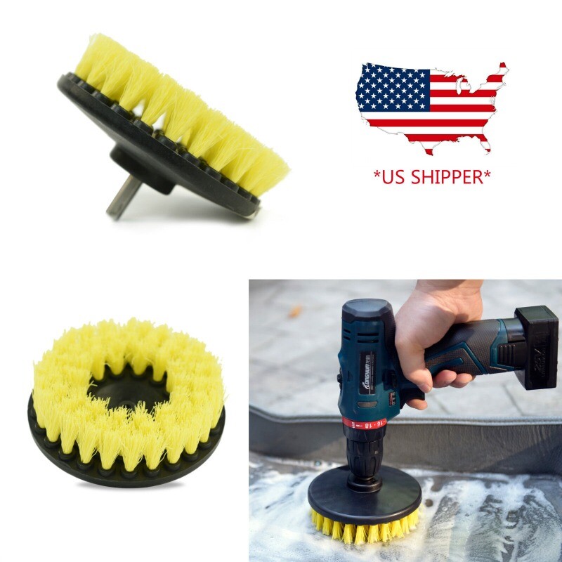 3 Pcs Carpet Mat 5″ Round Brush w/Power Drill Attachment (Soft, Medium, Heavy)