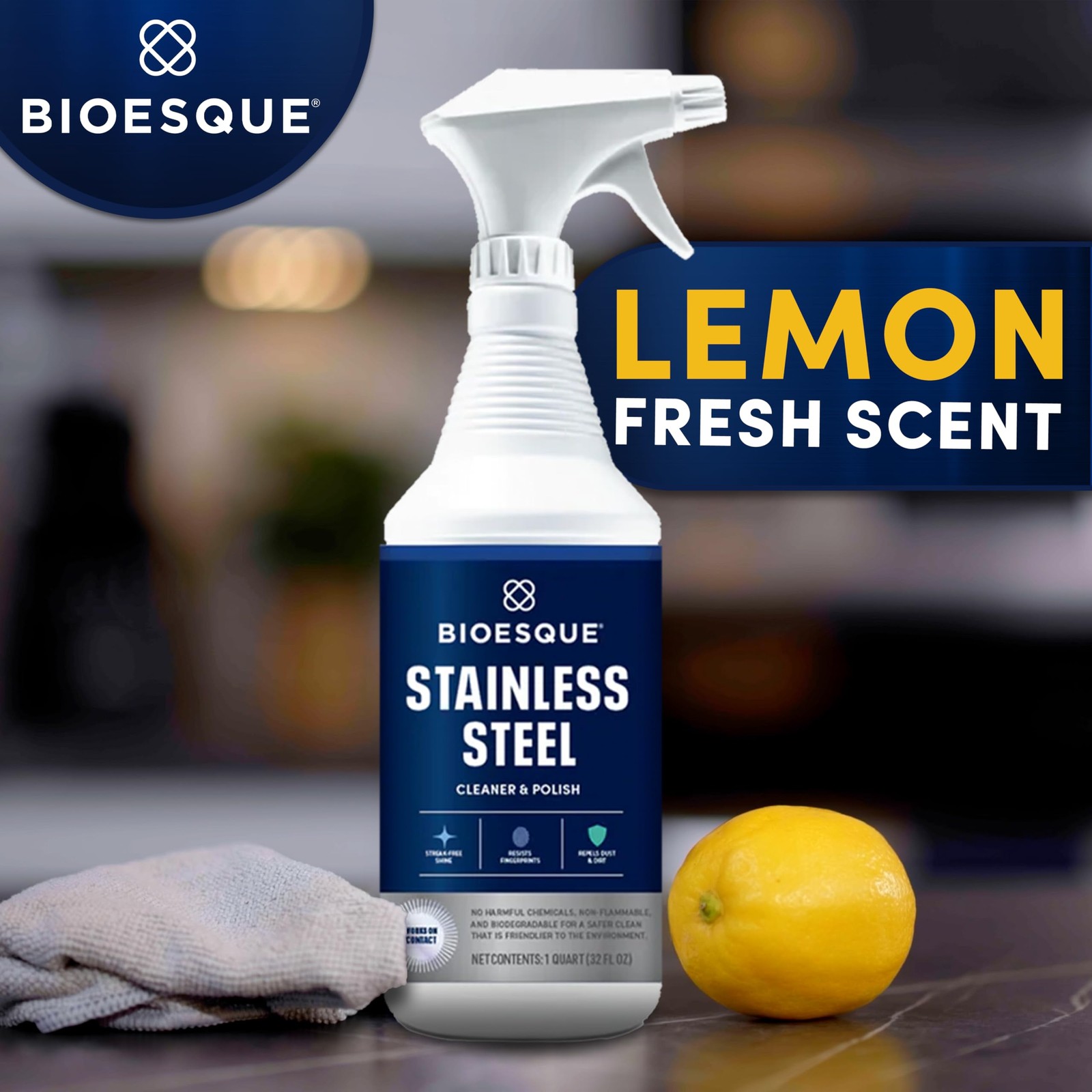 Stainless Steel Cleaner & Polish, Heavy Duty, Non-Abrasive, 32 Fl Oz (Pack of 1)