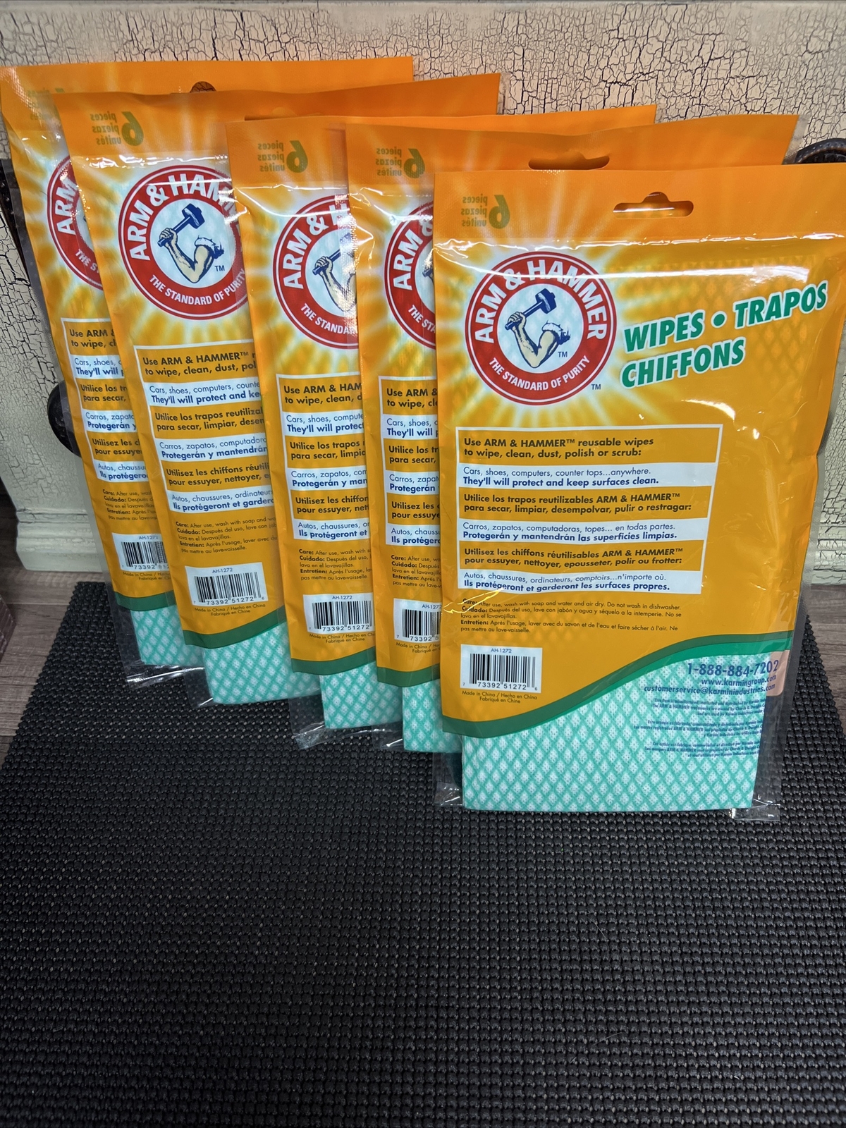 (LOT OF 5 PACKS) Arm & Hammer 6-Pack Non-Woven Fiber Cloth – 30 WIPES TOTAL