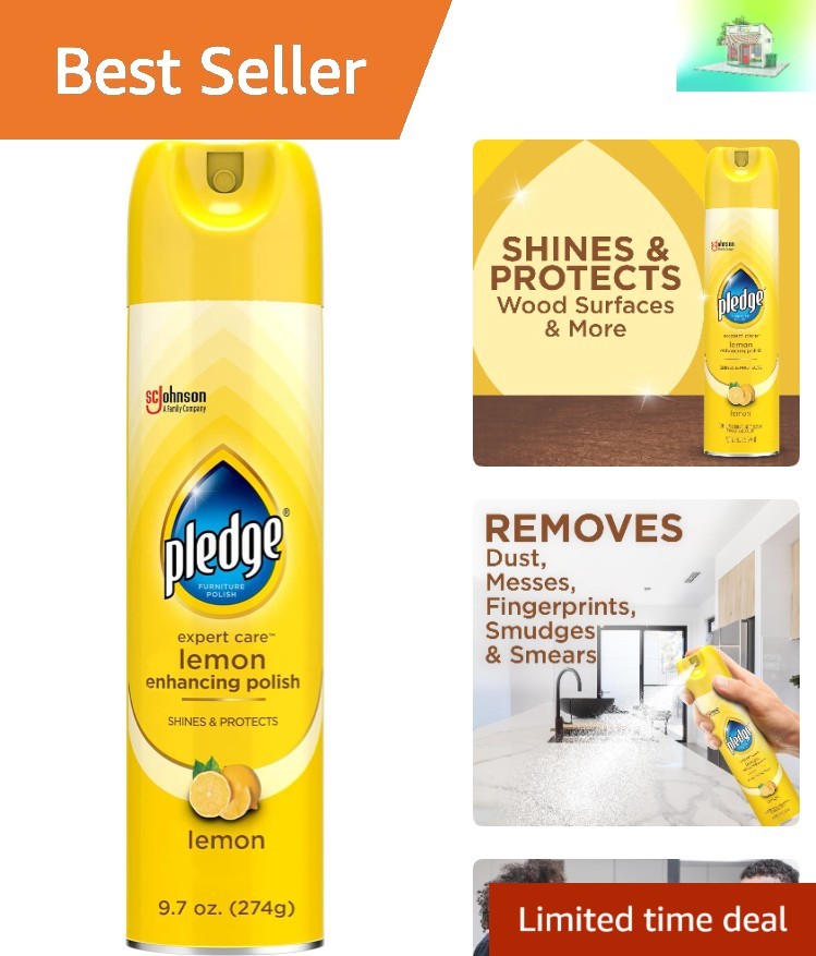 9.7oz Lemon Polish Spray – Dust-Free Shine for Furniture & Leather