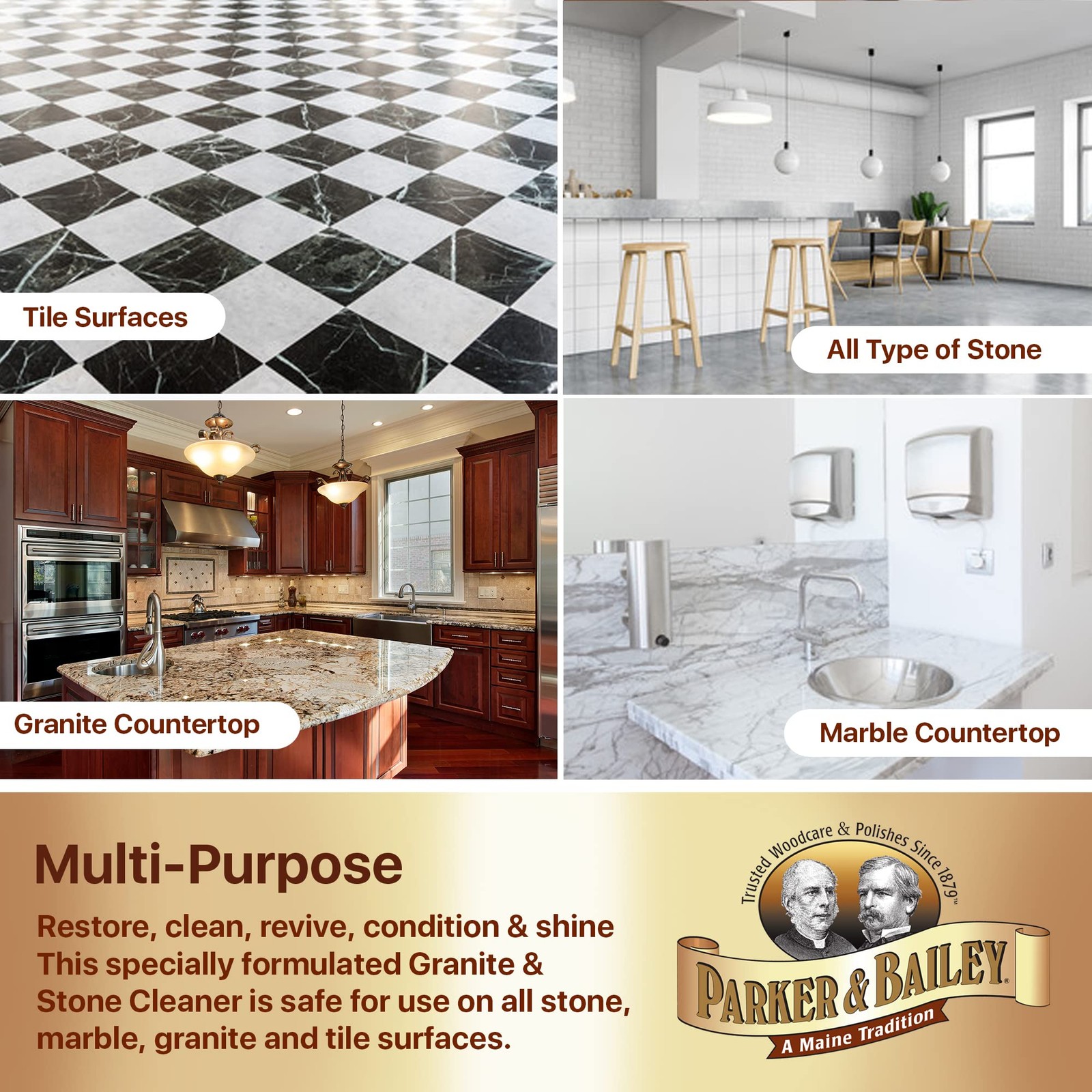 Granite & Stone Cleaner – Countertop Kitchen Island Cleaning Spray Marble Til…
