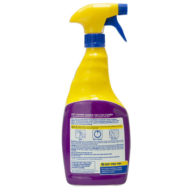 Zep FOAMING SHOWER TUB & TILE Cleaner 32 oz Soap Scum Calcium Limescale ZUPFTT32