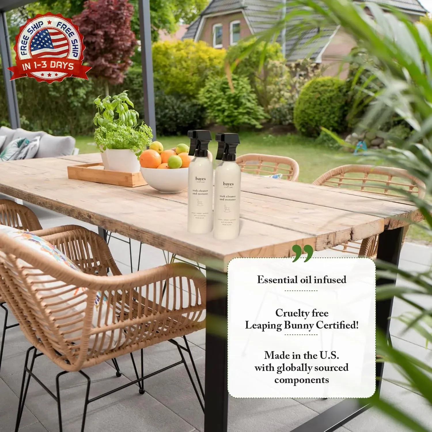 Bayes High Performance Teak Cleaner & Restorer – Cleans, Shines, and Protects –