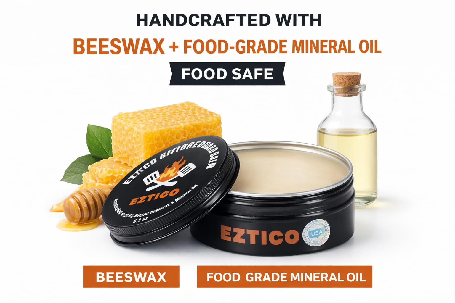 Cutting Board Wax – Food Safe Beeswax & Mineral Oil Board Butter for Wooden C…