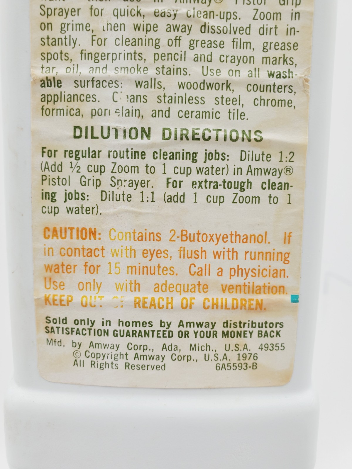 Vintage Amway ZOOM Liquid Cleaner Concentrate Refill 1 Qt Economical 1/3 Full