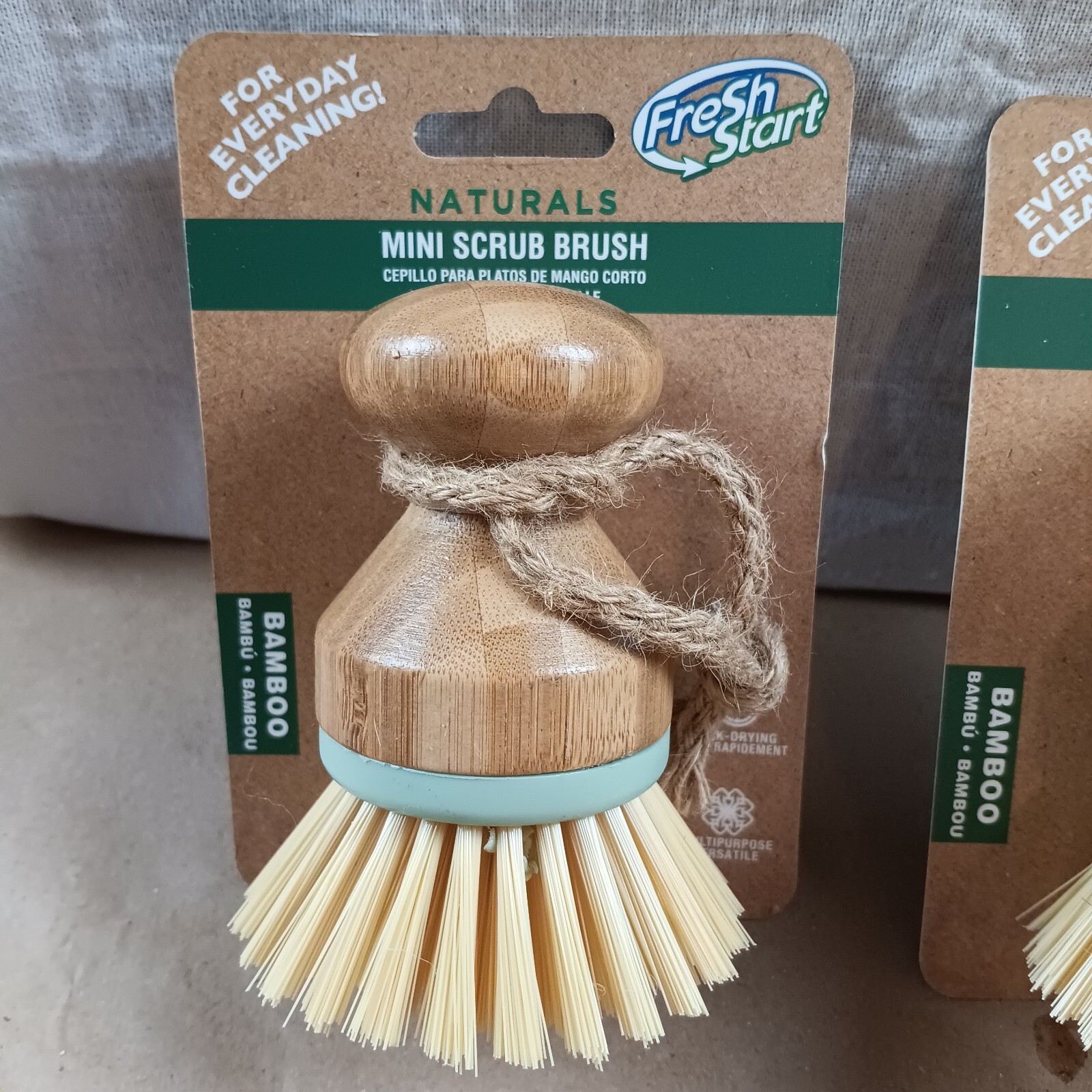 Lot of 4 Bamboo and Recycled Plastic Dish Scrub Brush Wood Cleaning Brush