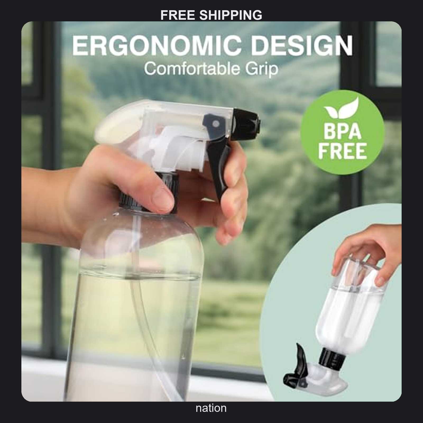 2 Pack 10oz Refillable Plastic Spray Bottles for Gardening Cleaning