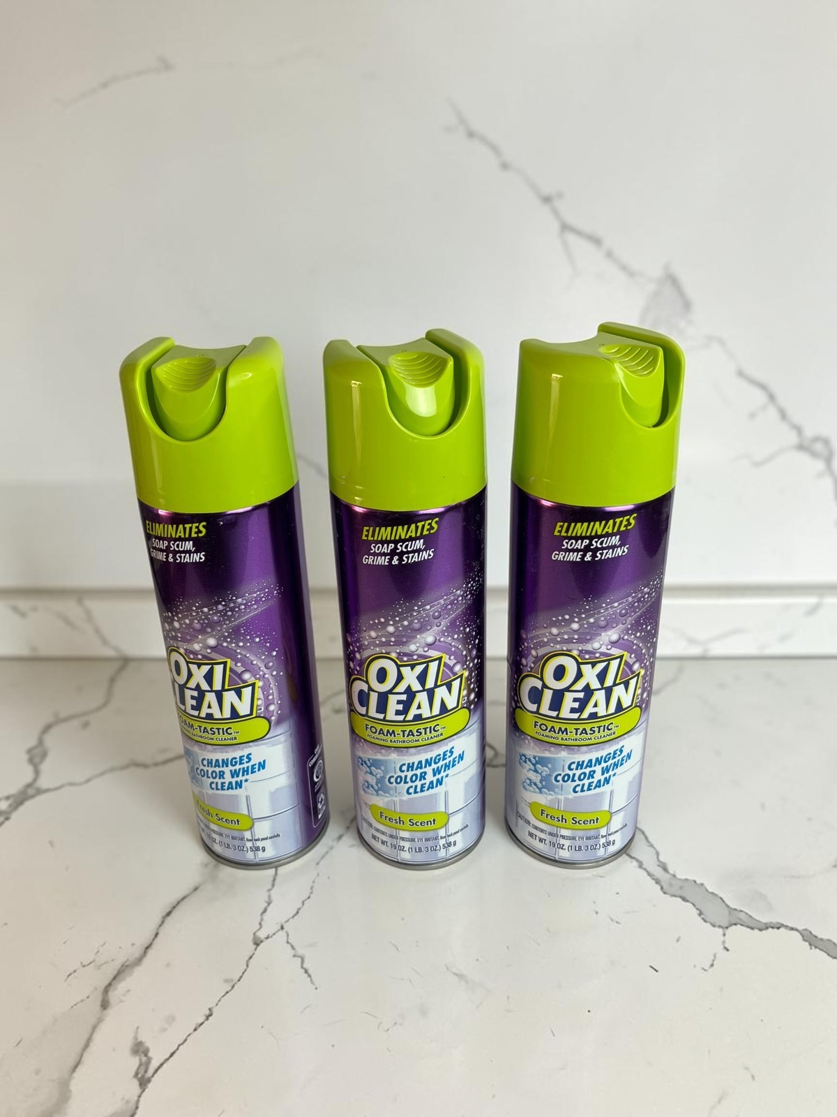3 Pack OxiClean Foam-Tastic Bathroom Cleaner Fresh Scent 19oz Each