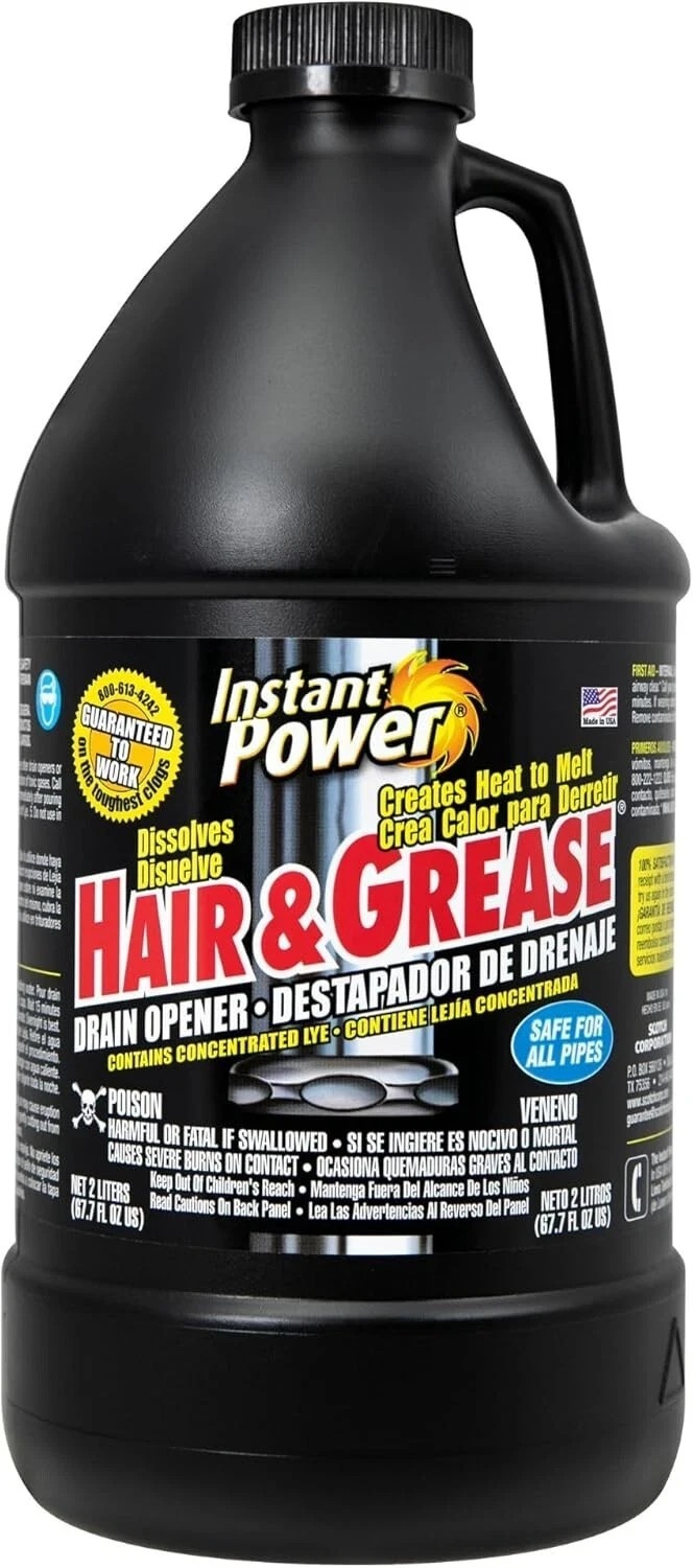 Instant Power Hair and Grease Drain Opener, Liquid Clog Opener – 67.7oz (2L)