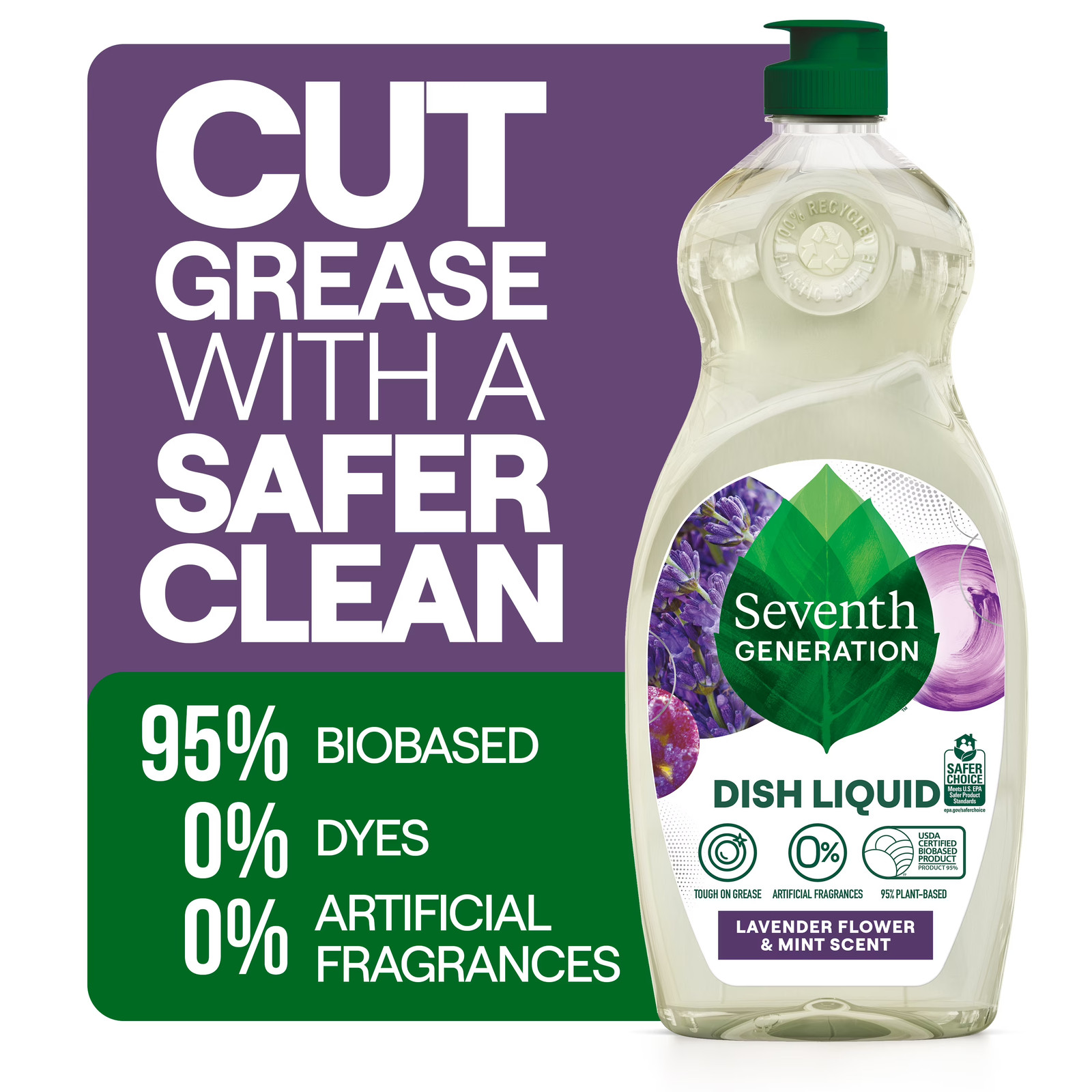 2 pack) Liquid Dish Soap, Dishwashing Liquid, Lavender Flower & Mint, 19 fl oz