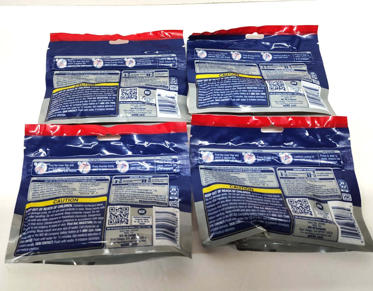Lot Of 4 WD-40 Degreaser Cleaner EZ PODS Multi Surface Packs of 5- Total 20 Pods