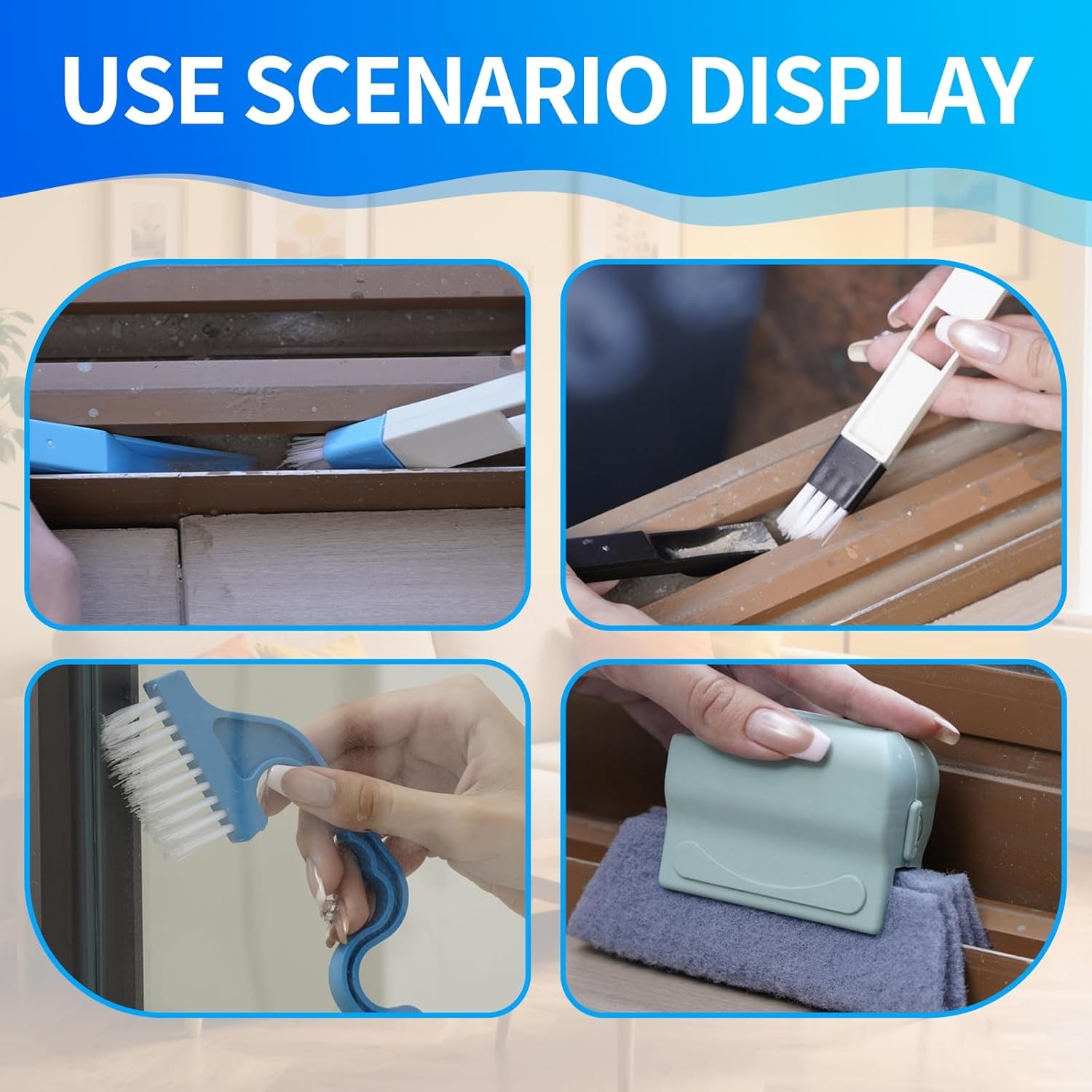 Window Track Cleaner Tool Set, 13 Pcs Magic Window Sill Cleaning Tools Kit with
