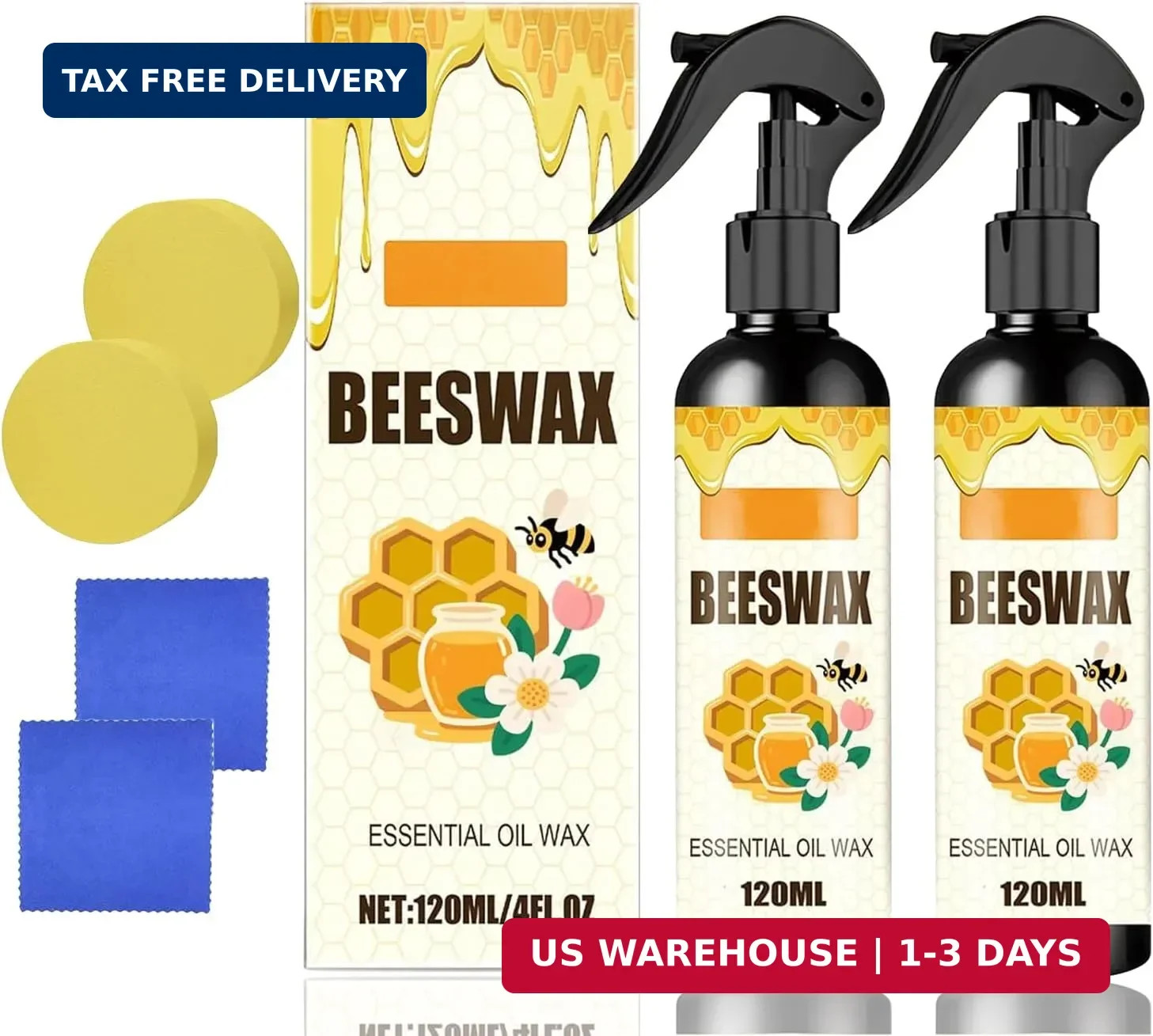 2PCS Beeswax Spray,Natural Furniture Polish,Beeswax Spray Cleaner,The Original M