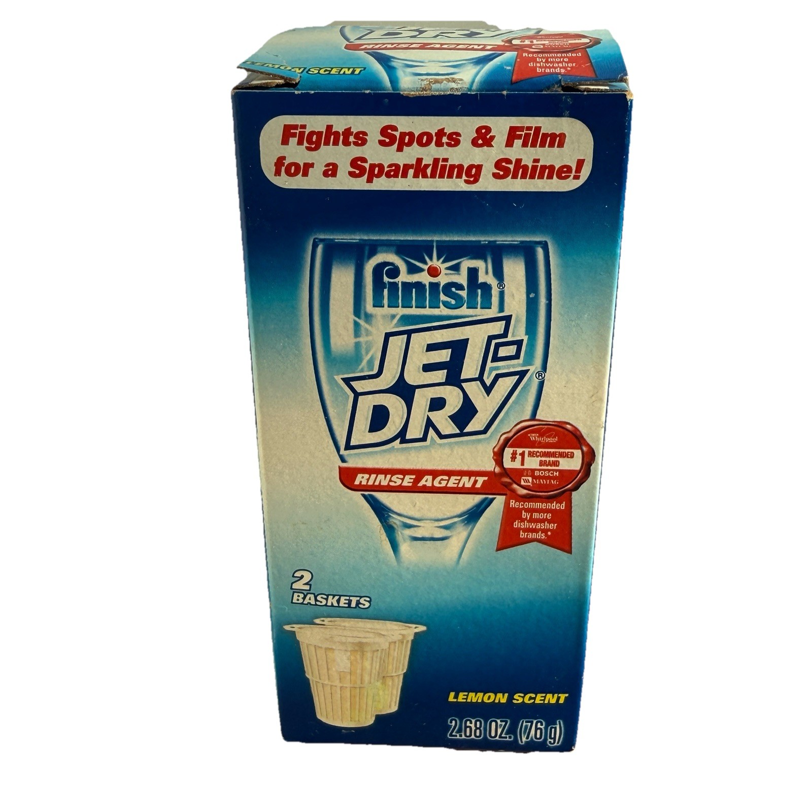 Jet-Dry Sparkle Rinse Agent For Dishwasher Lemon Scent One Box of 2 Baskets NOS