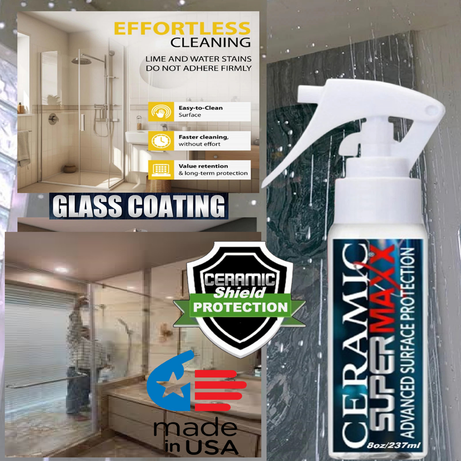 SHOWER GLASS DOOR CERAMIC COATING – 8 OUNCE SPRAY