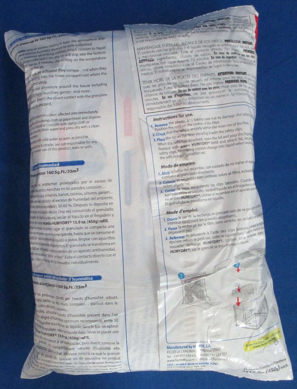 Humydry Moisture Absorber Refills Premium 450 – 3 Refills (15.9oz/450g EACH)